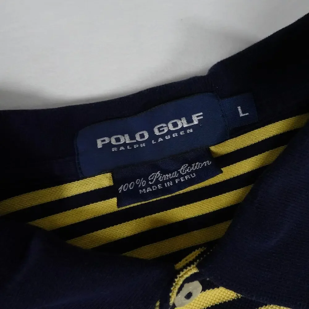 Ralph Lauren PIMA Cotton Vintage Striped Golf Polo Shirt Men's Large